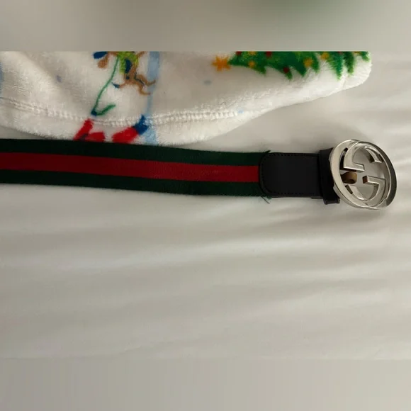 100% authentic Gucci Green and Red Leather Belt the original model with silver Authentic Gucci Web Green/Red Canvas Silver Interlocking G  main image 2